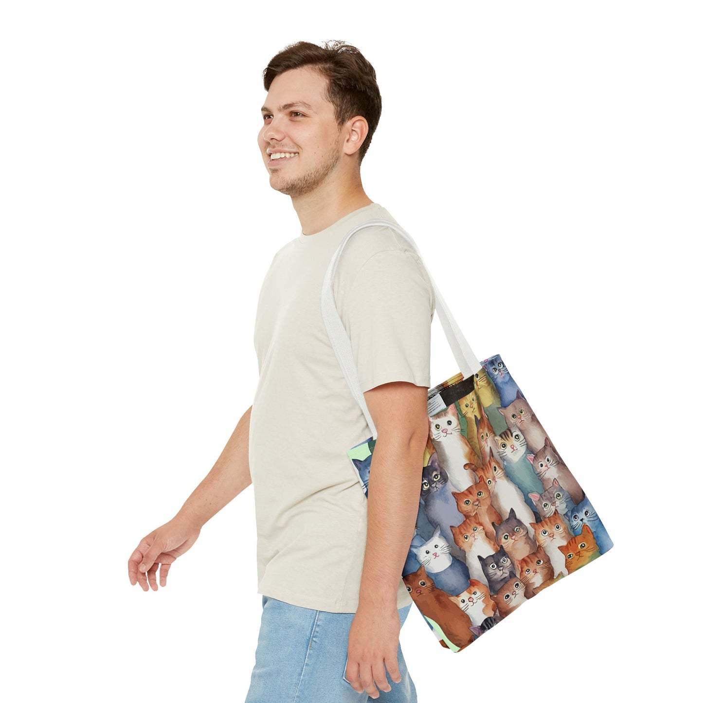 Cat Lovers Tote Bag – All-Over Print with Cute Cat Art, Unique Pet Lover Gift, Stylish Eco-Friendly Shopping Bag