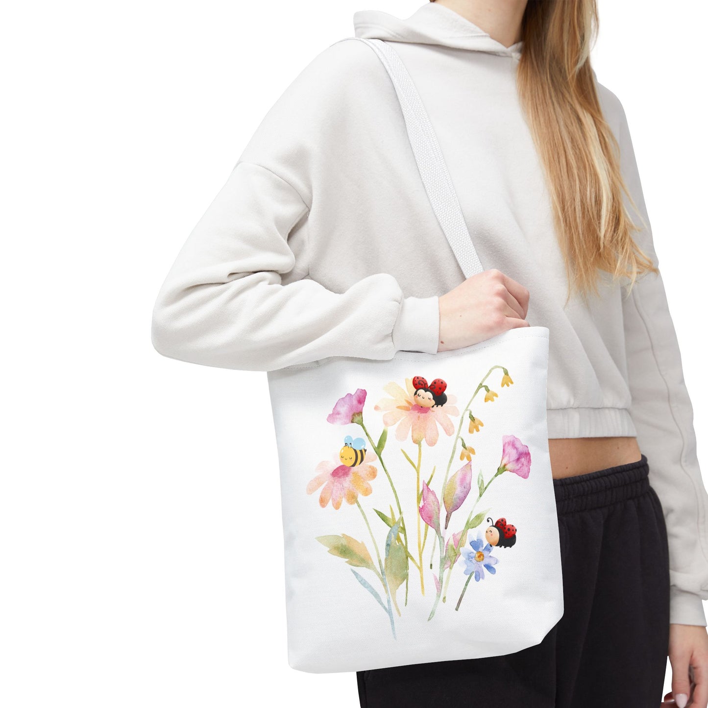 Floral Tote Bag with Bees – Eco-Friendly Reusable Grocery Gift