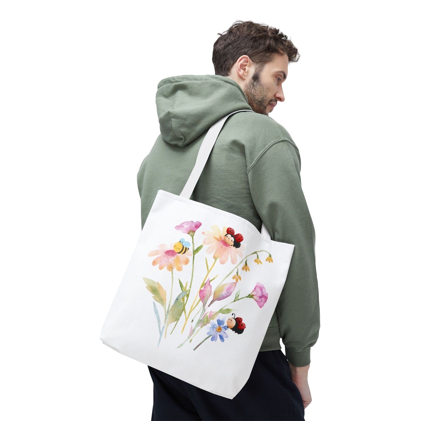 Floral Tote Bag with Bees – Eco-Friendly Reusable Grocery Gift