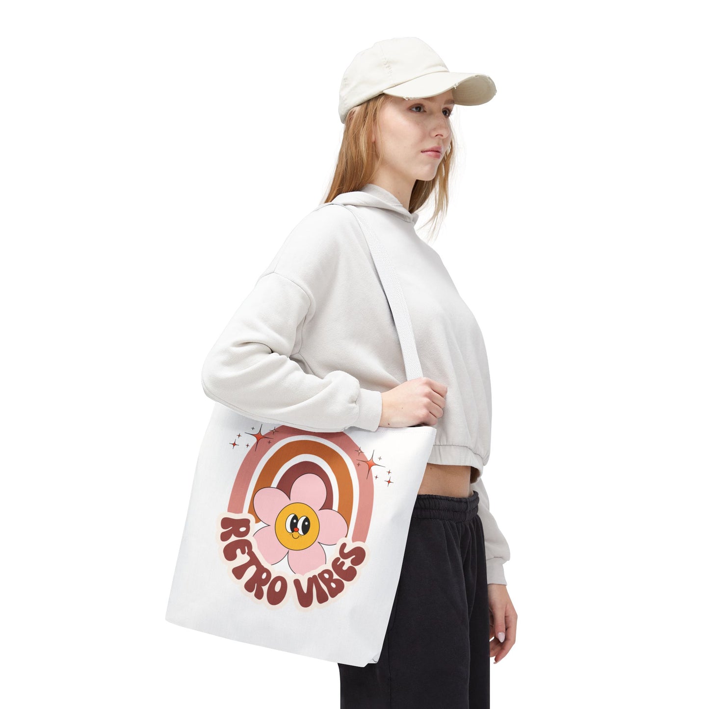 Retro Vibes Tote Bag – Boho Floral Summer Accessory