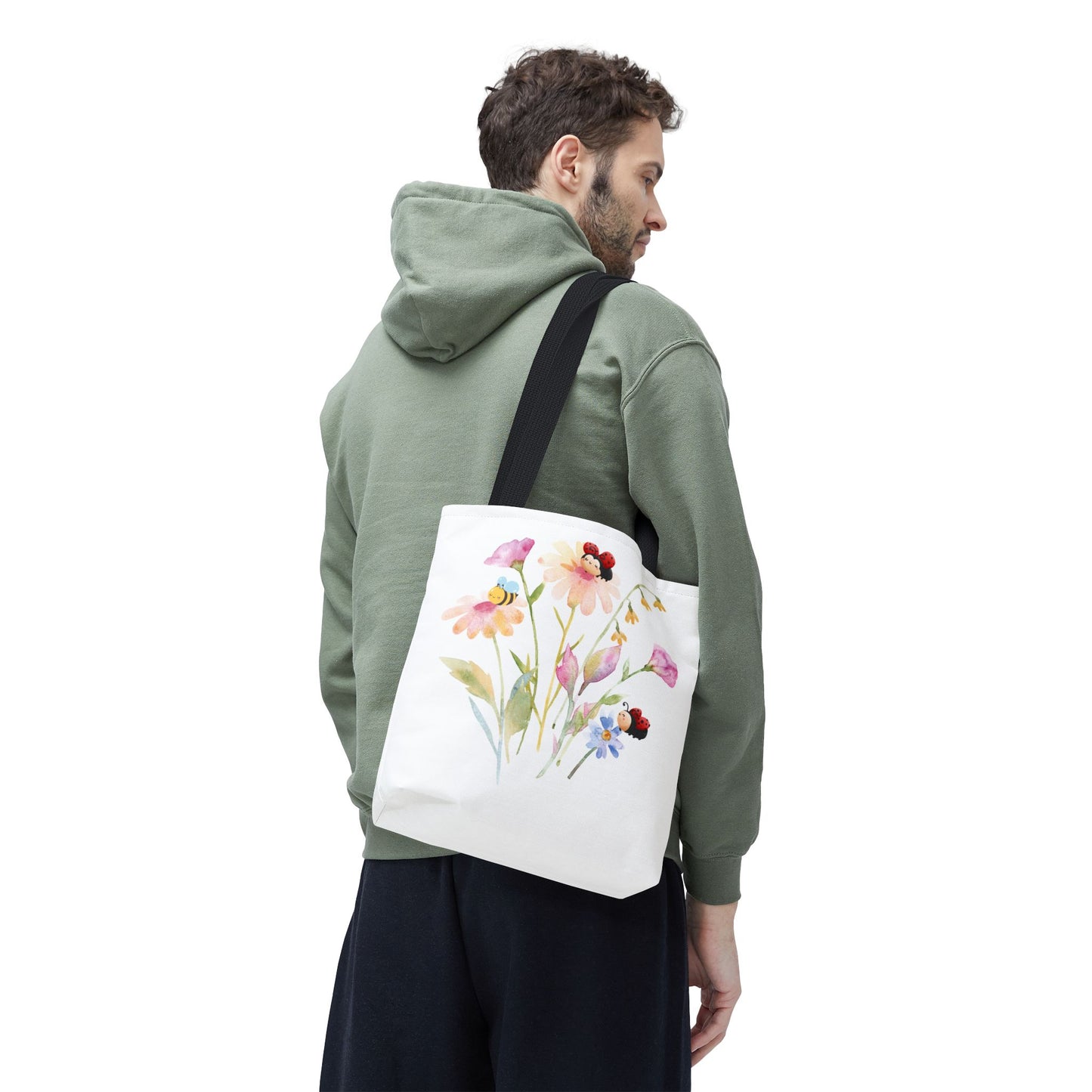 Floral Tote Bag with Bees – Eco-Friendly Reusable Grocery Gift