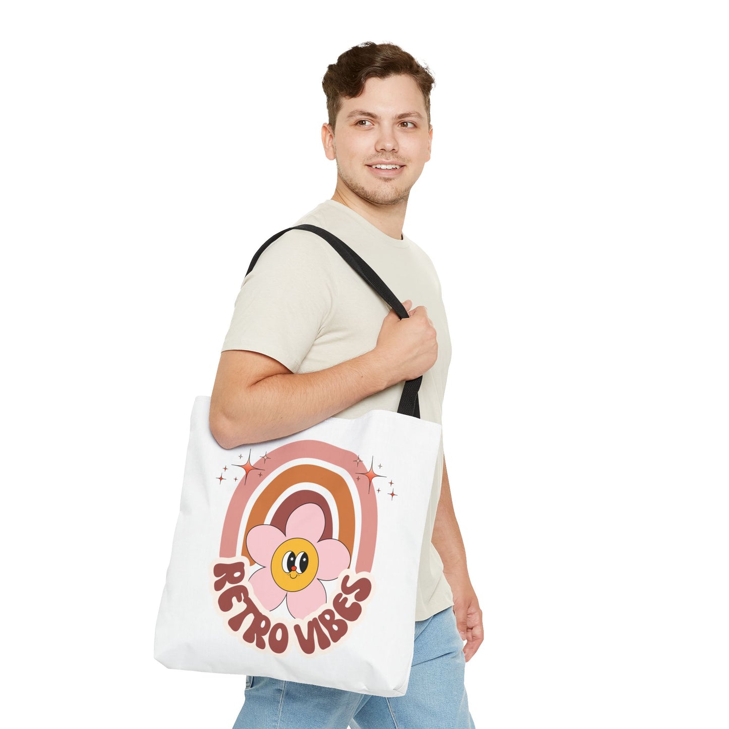 Retro Vibes Tote Bag – Boho Floral Summer Accessory