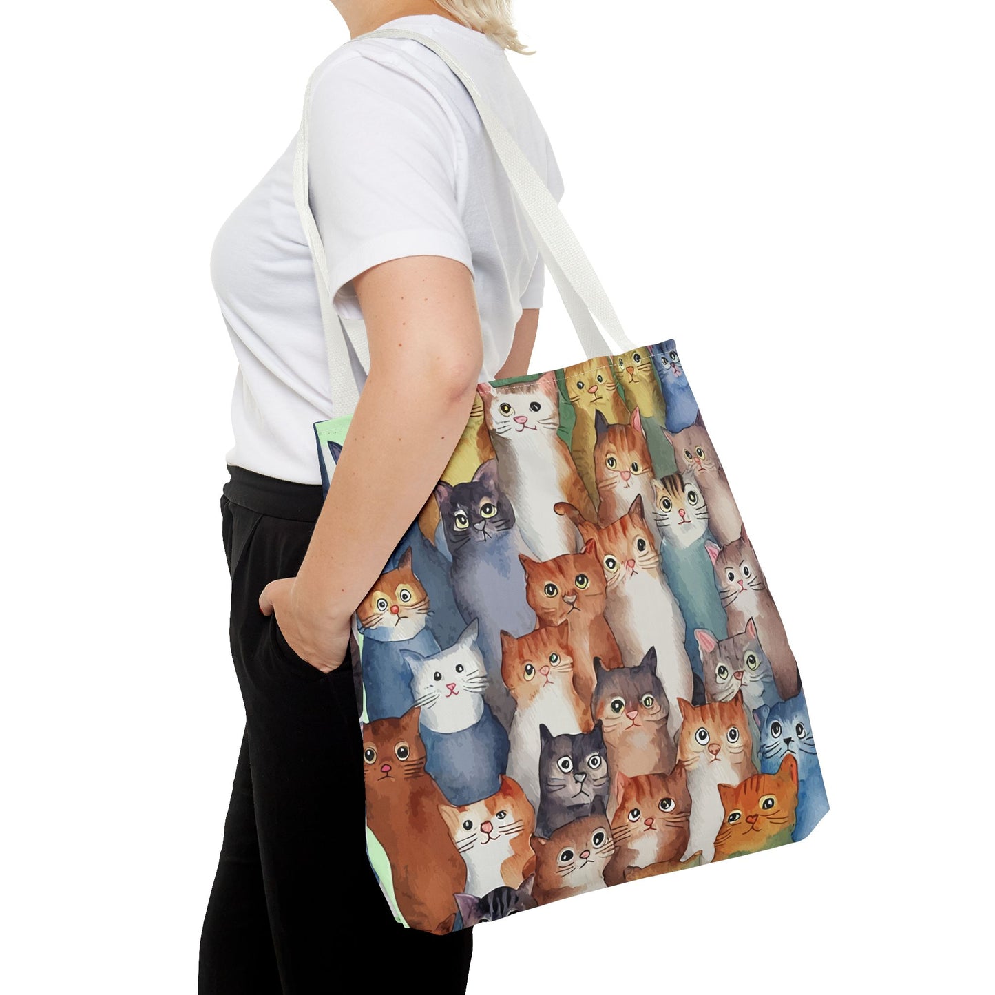 Cat Lovers Tote Bag – All-Over Print with Cute Cat Art, Unique Pet Lover Gift, Stylish Eco-Friendly Shopping Bag