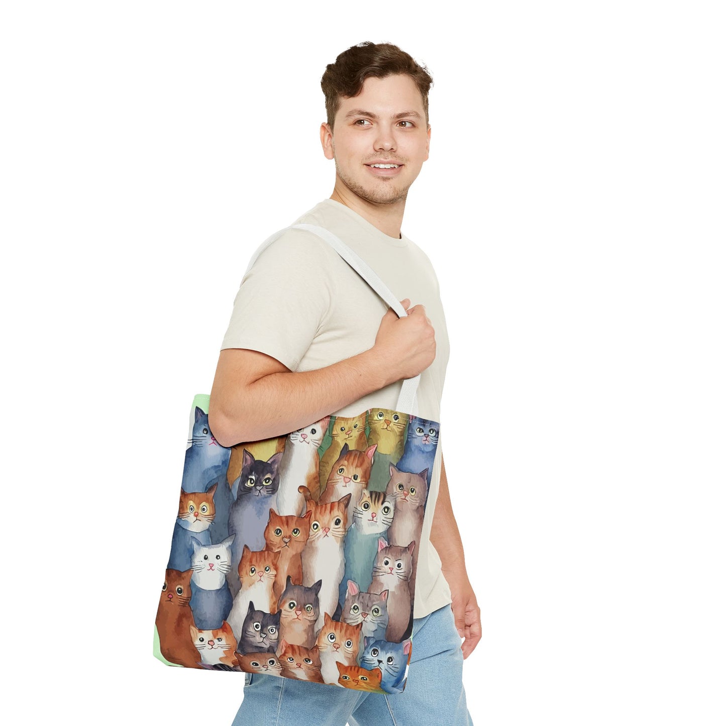 Cat Lovers Tote Bag – All-Over Print with Cute Cat Art, Unique Pet Lover Gift, Stylish Eco-Friendly Shopping Bag