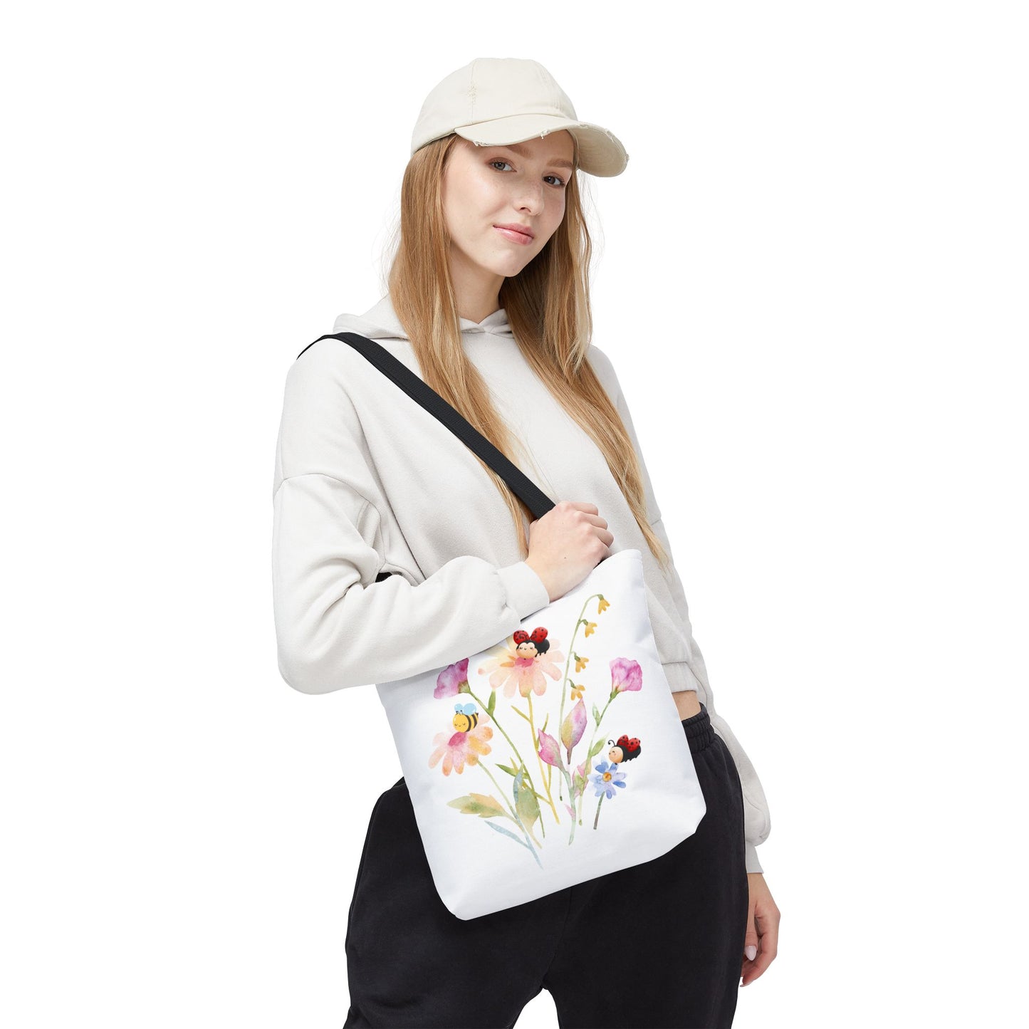 Floral Tote Bag with Bees – Eco-Friendly Reusable Grocery Gift