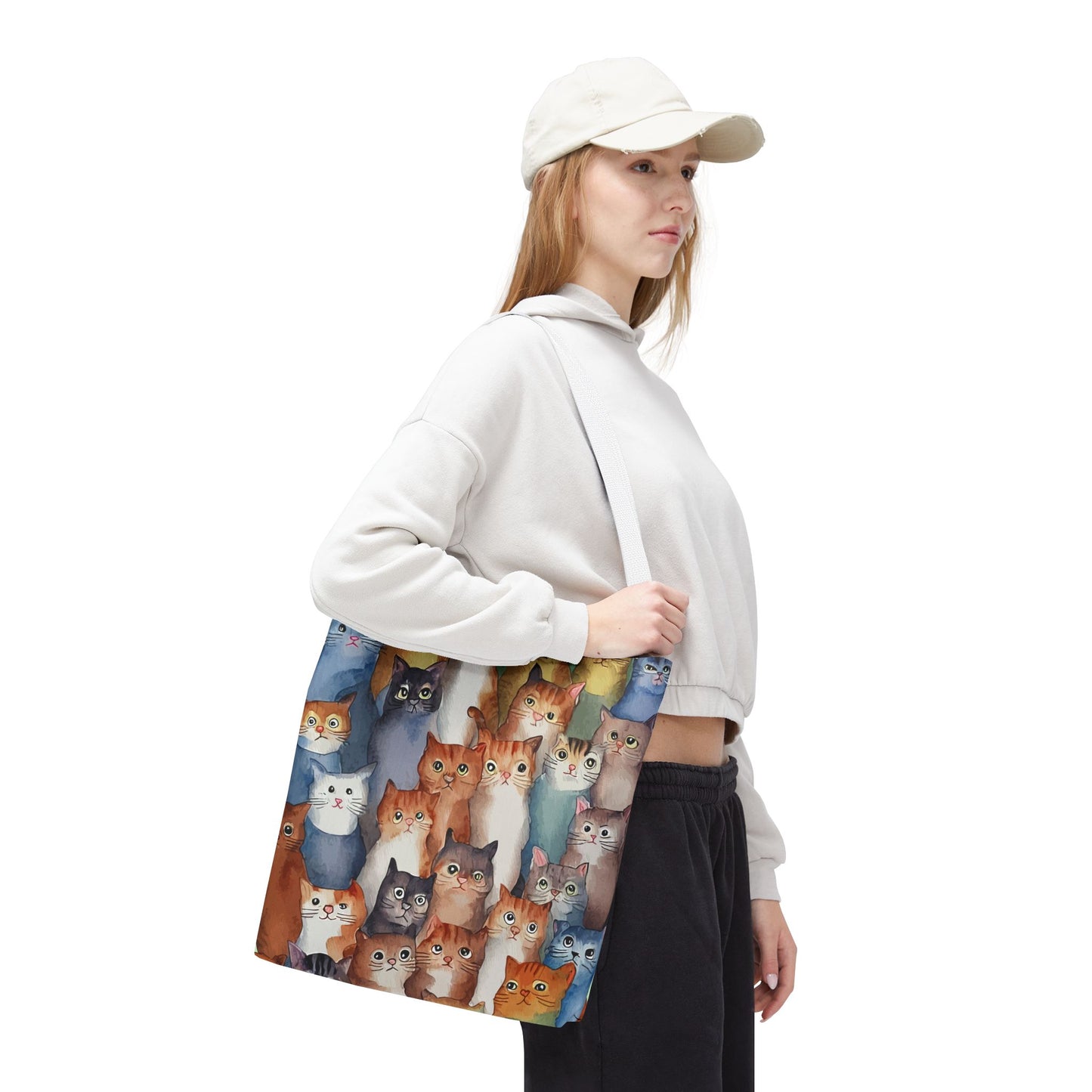 Cat Lovers Tote Bag – All-Over Print with Cute Cat Art, Unique Pet Lover Gift, Stylish Eco-Friendly Shopping Bag