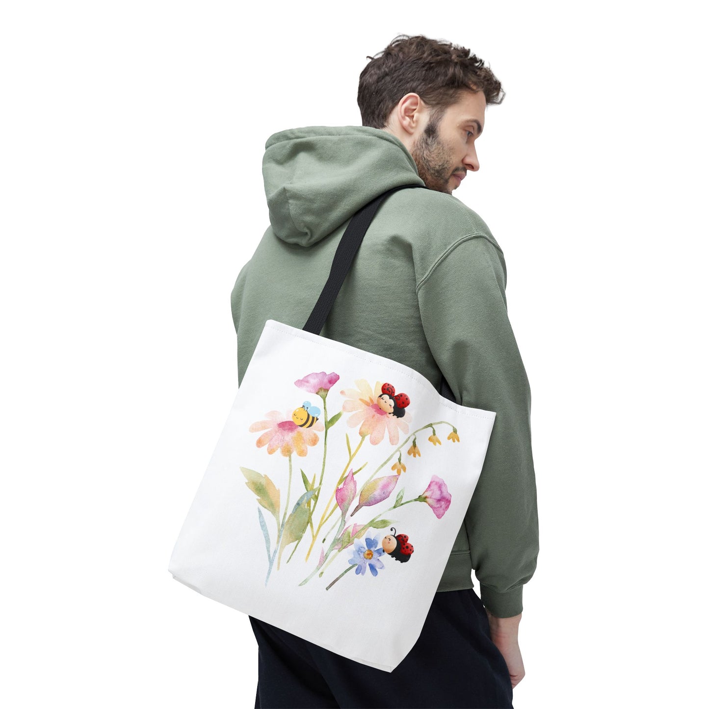 Floral Tote Bag with Bees – Eco-Friendly Reusable Grocery Gift