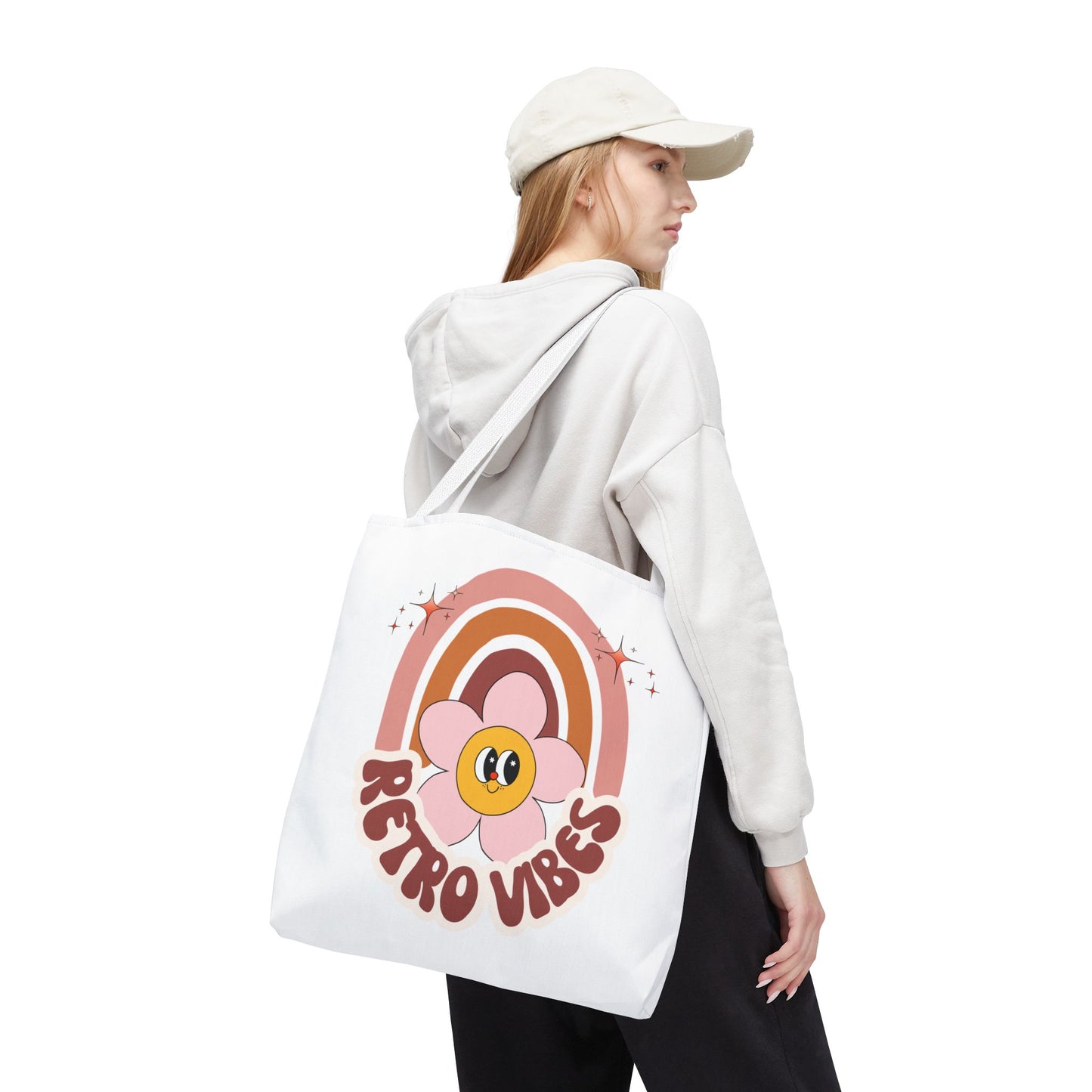 Retro Vibes Tote Bag – Boho Floral Summer Accessory