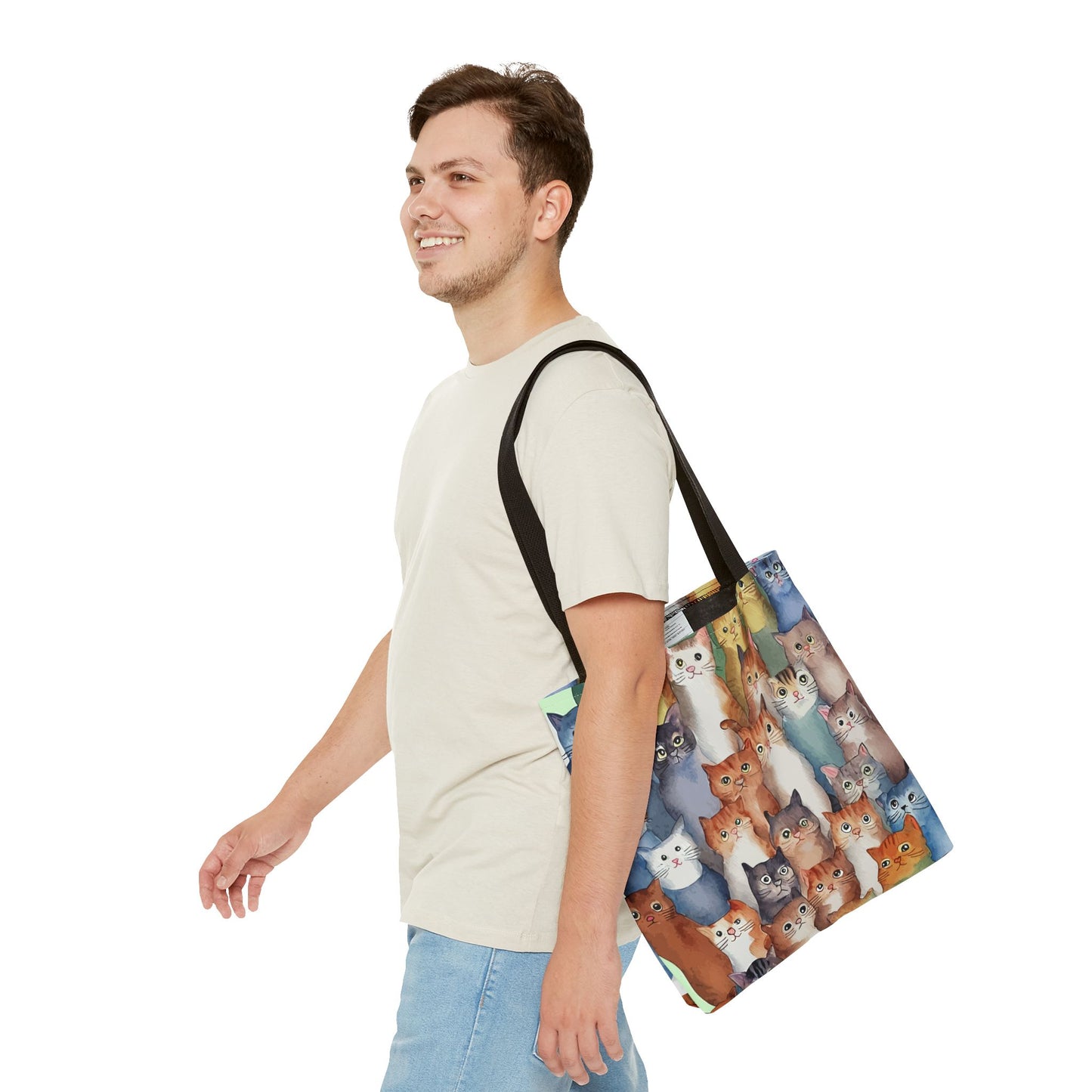 Cat Lovers Tote Bag – All-Over Print with Cute Cat Art, Unique Pet Lover Gift, Stylish Eco-Friendly Shopping Bag