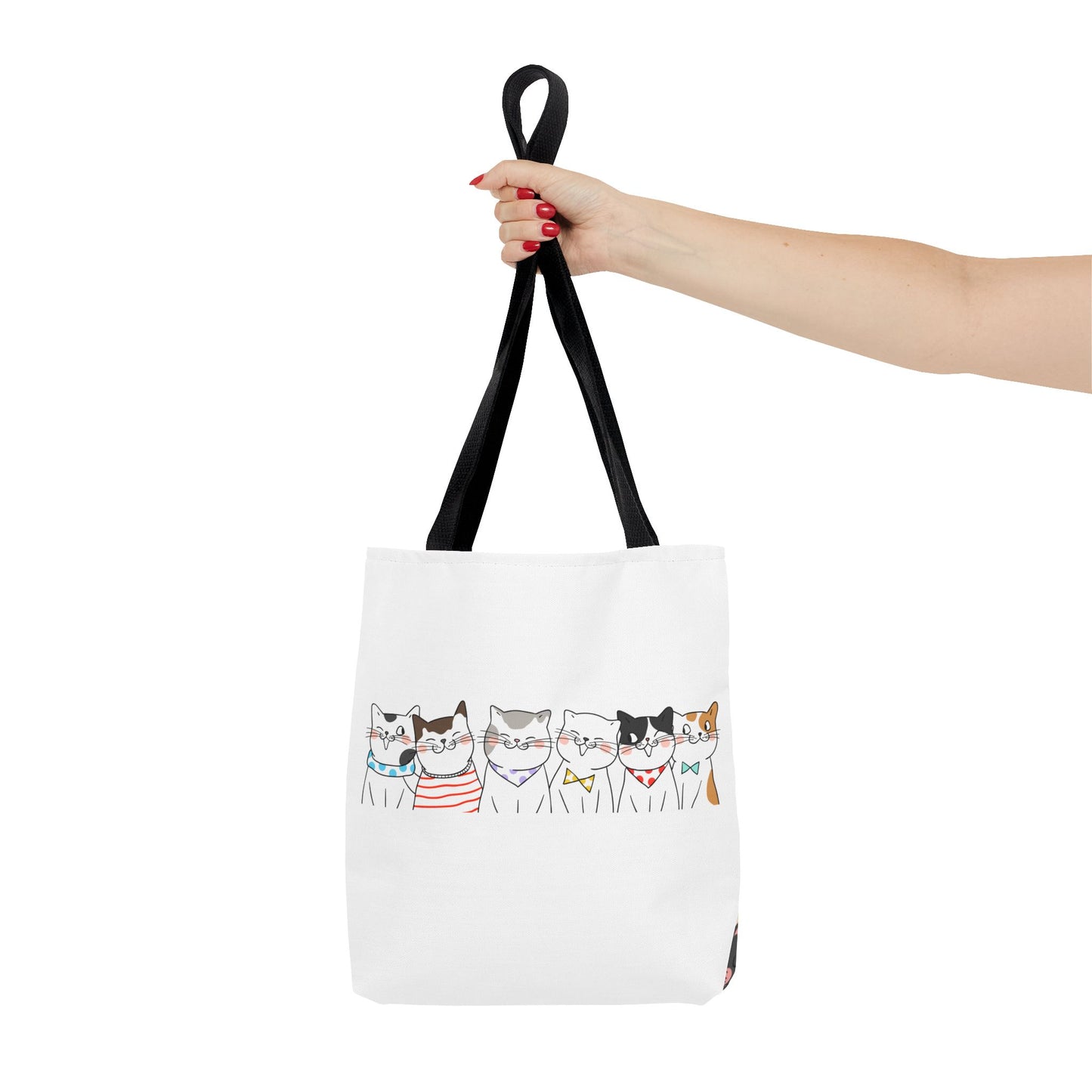 Cat-Themed Tote Bag – Cute Floral Cat Bag, Kawaii Gift for Cat Lovers, Eco-Friendly Canvas Shopping Bag