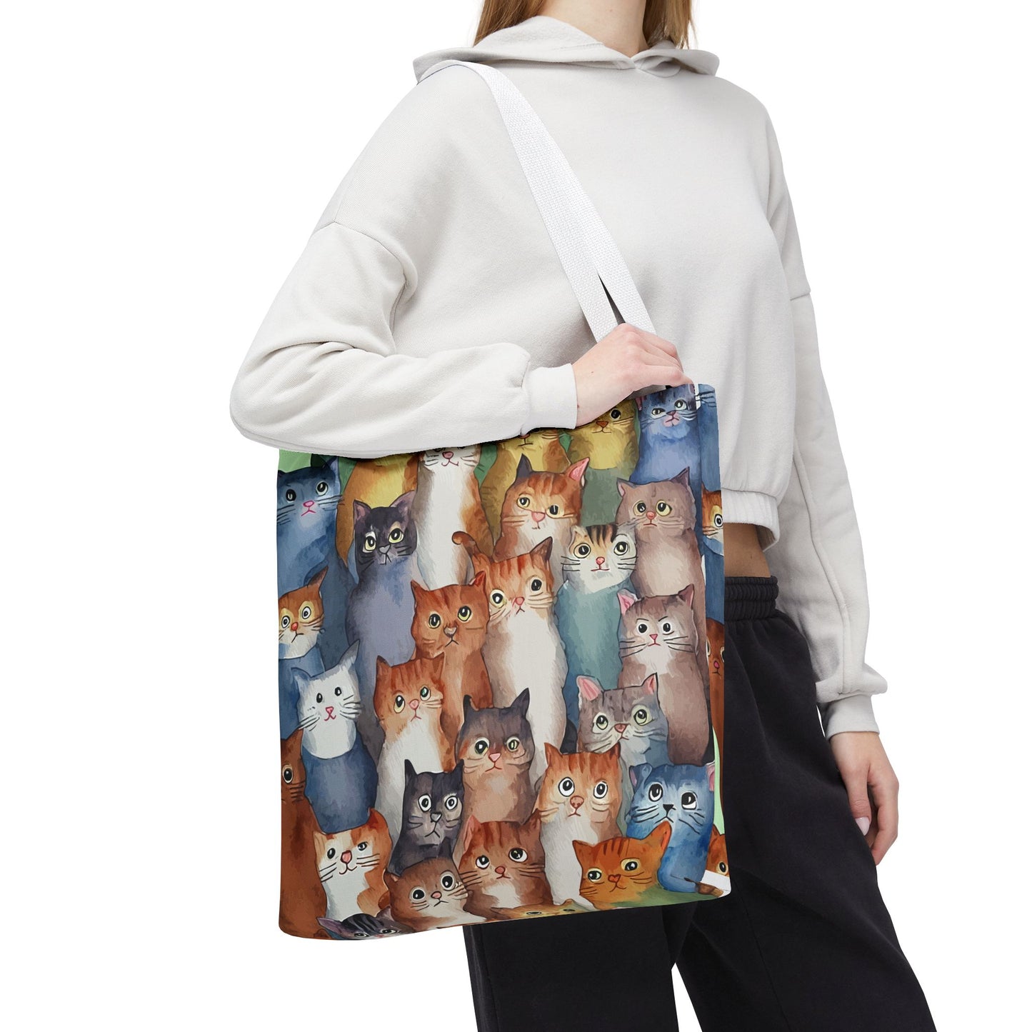 Cat Lovers Tote Bag – All-Over Print with Cute Cat Art, Unique Pet Lover Gift, Stylish Eco-Friendly Shopping Bag