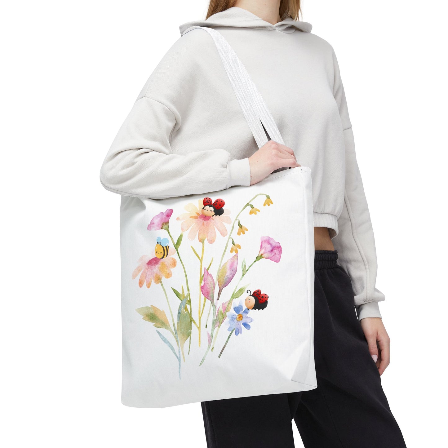 Floral Tote Bag with Bees – Eco-Friendly Reusable Grocery Gift