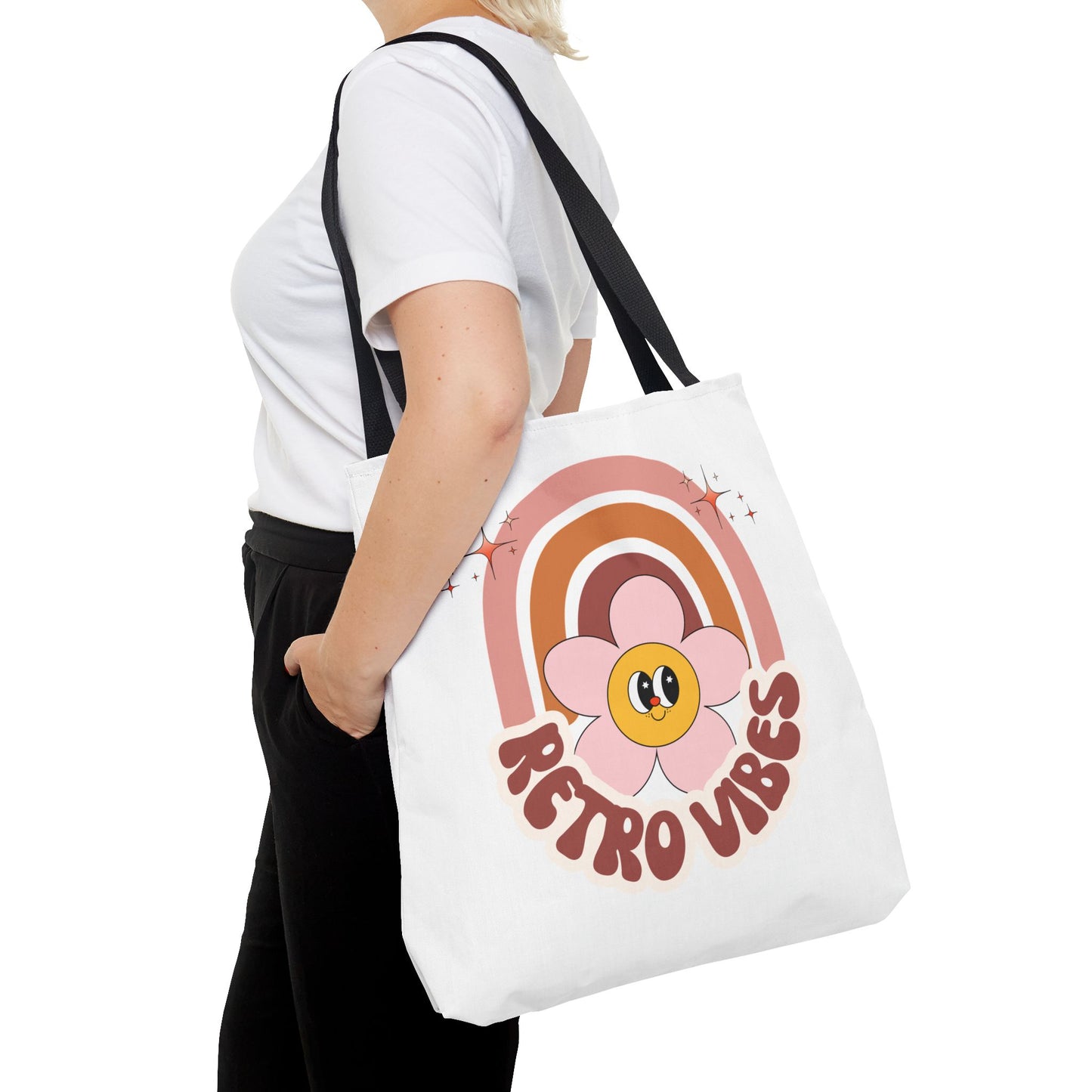 Retro Vibes Tote Bag – Boho Floral Summer Accessory