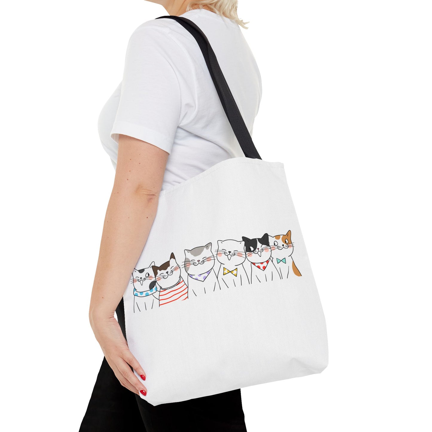 Cat-Themed Tote Bag – Cute Floral Cat Bag, Kawaii Gift for Cat Lovers, Eco-Friendly Canvas Shopping Bag