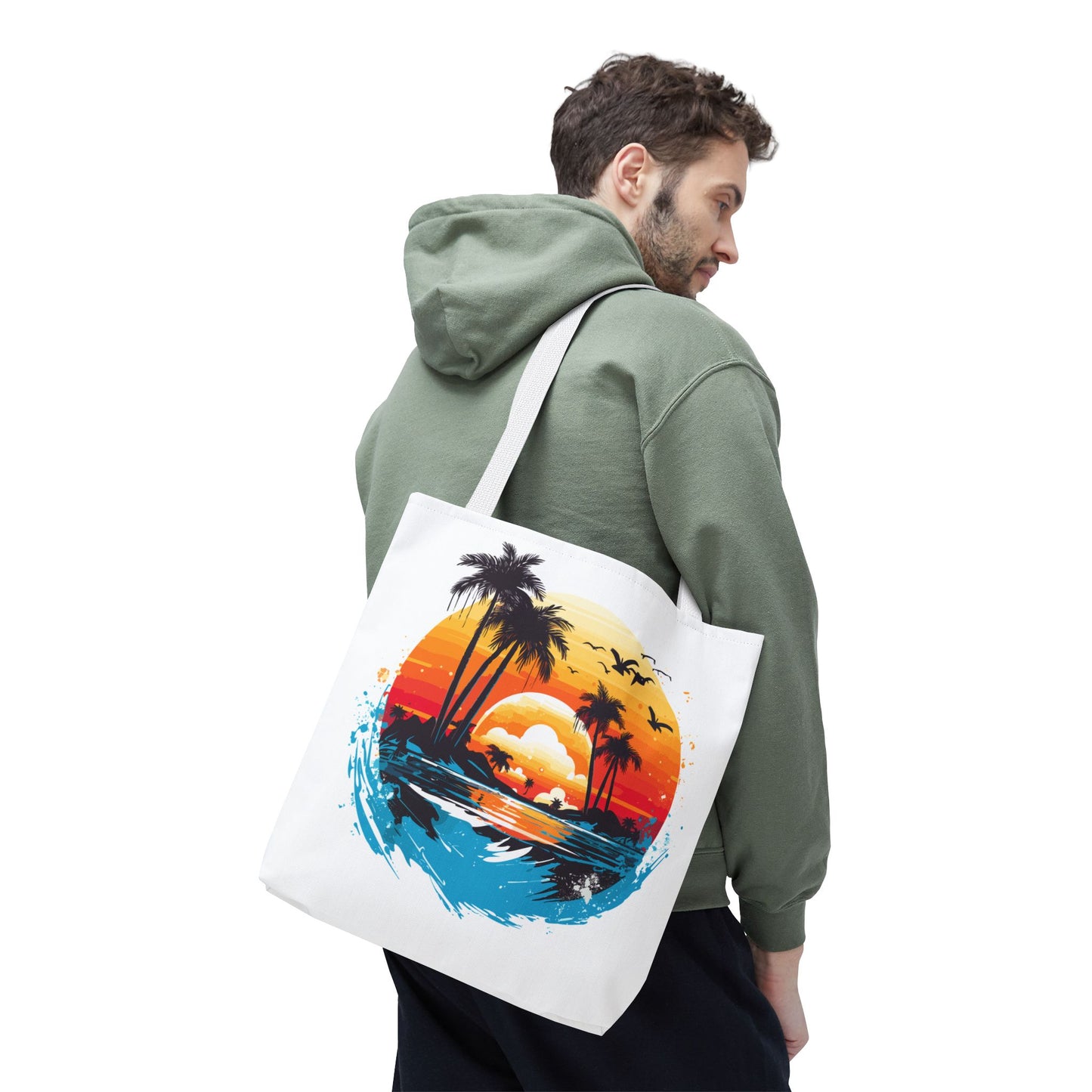 Tropical Sunset Turtle Tote Bag – Eco-Friendly Beach Bag, Stylish Summer Carryall, Perfect Gift for Ocean & Sea Lovers