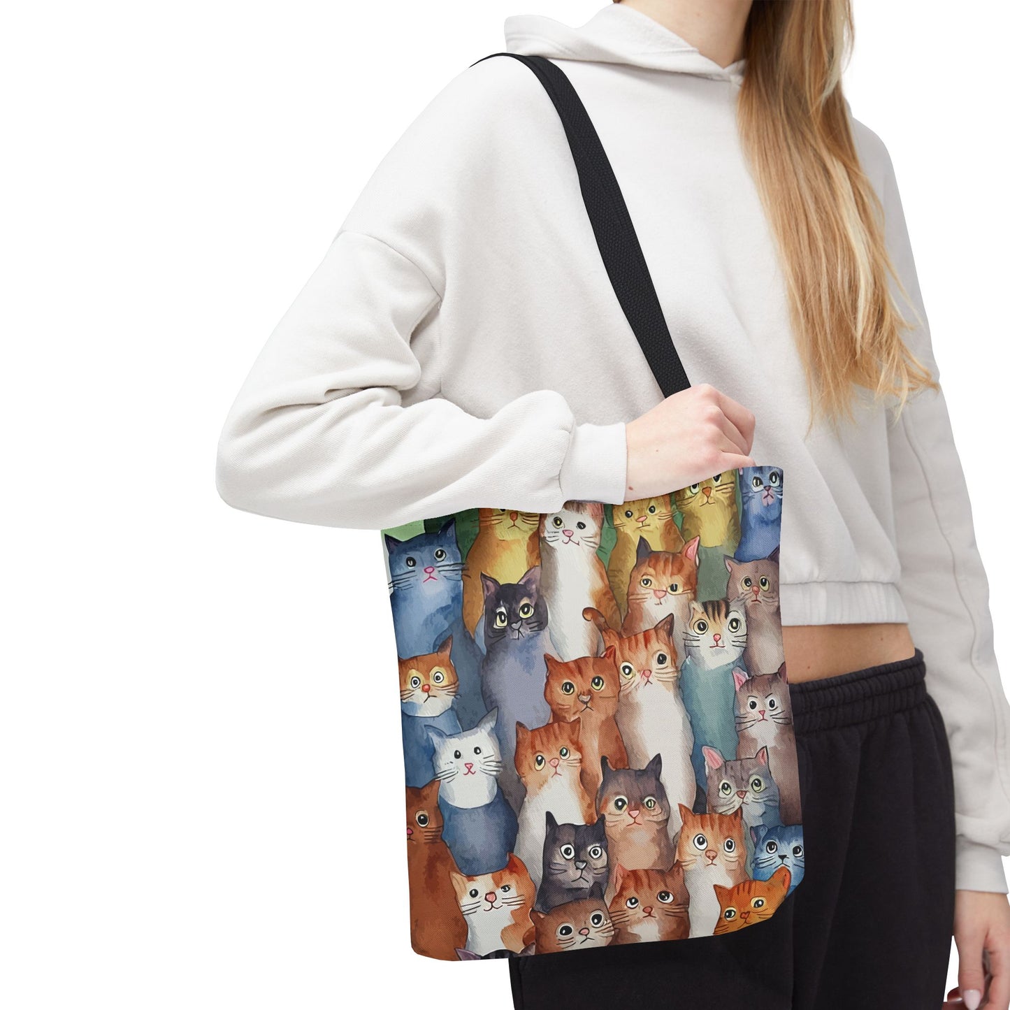 Cat Lovers Tote Bag – All-Over Print with Cute Cat Art, Unique Pet Lover Gift, Stylish Eco-Friendly Shopping Bag