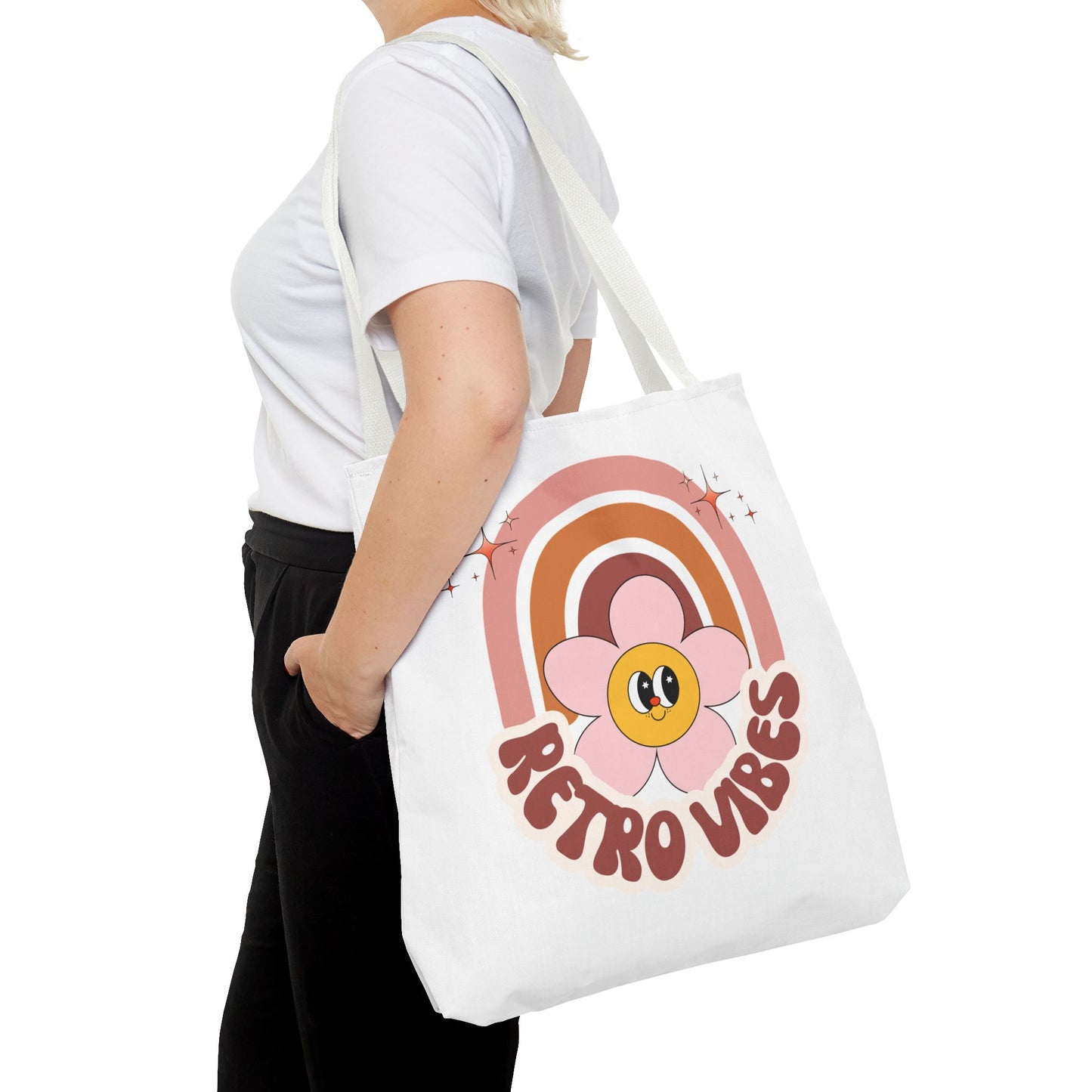 Retro Vibes Tote Bag – Boho Floral Summer Accessory