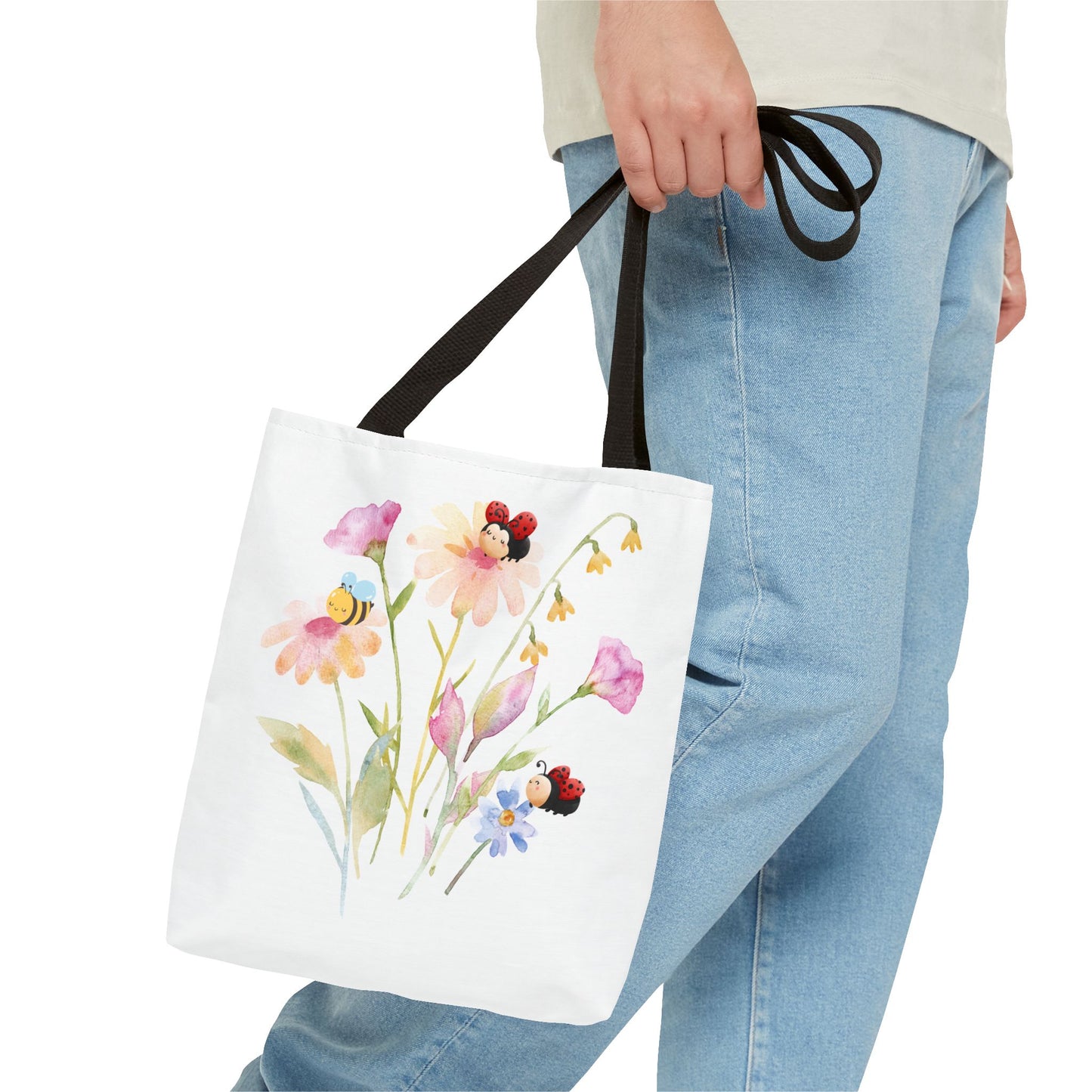 Floral Tote Bag with Bees – Eco-Friendly Reusable Grocery Gift