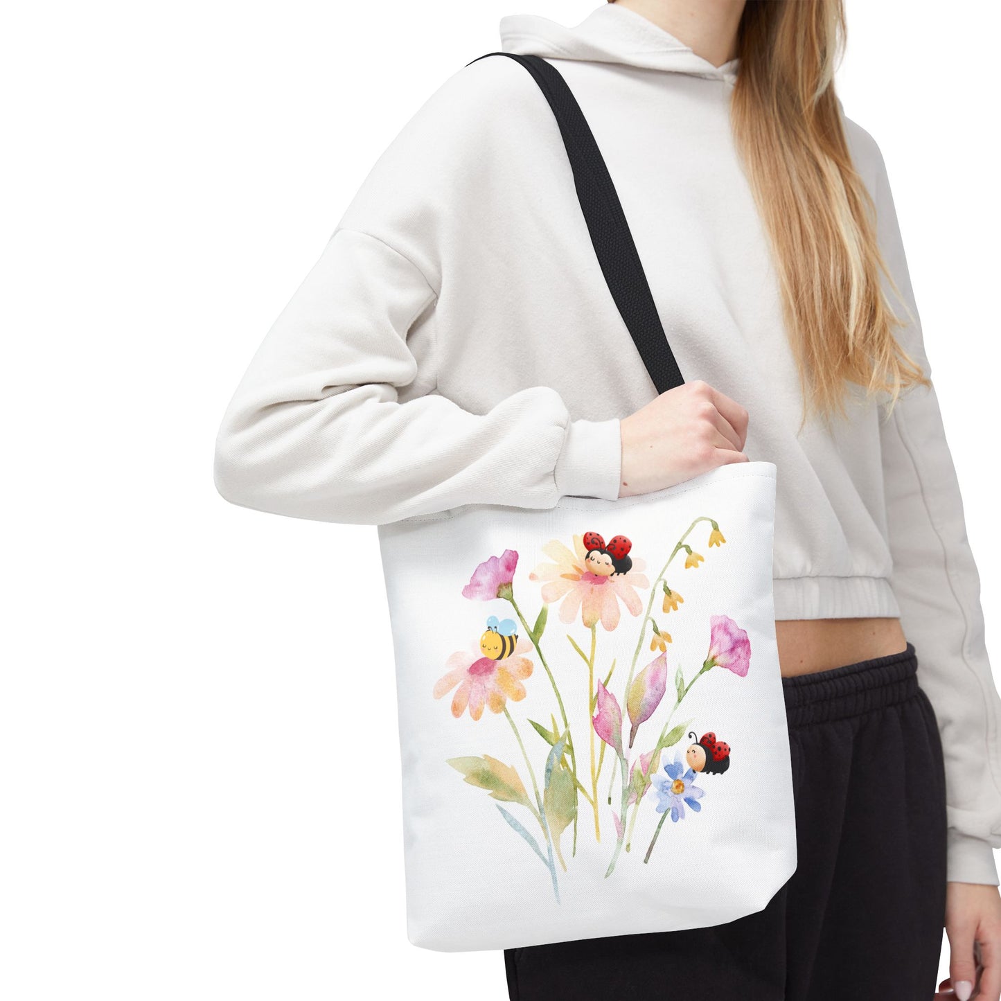 Floral Tote Bag with Bees – Eco-Friendly Reusable Grocery Gift