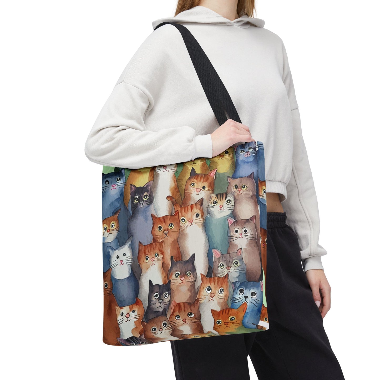 Cat Lovers Tote Bag – All-Over Print with Cute Cat Art, Unique Pet Lover Gift, Stylish Eco-Friendly Shopping Bag