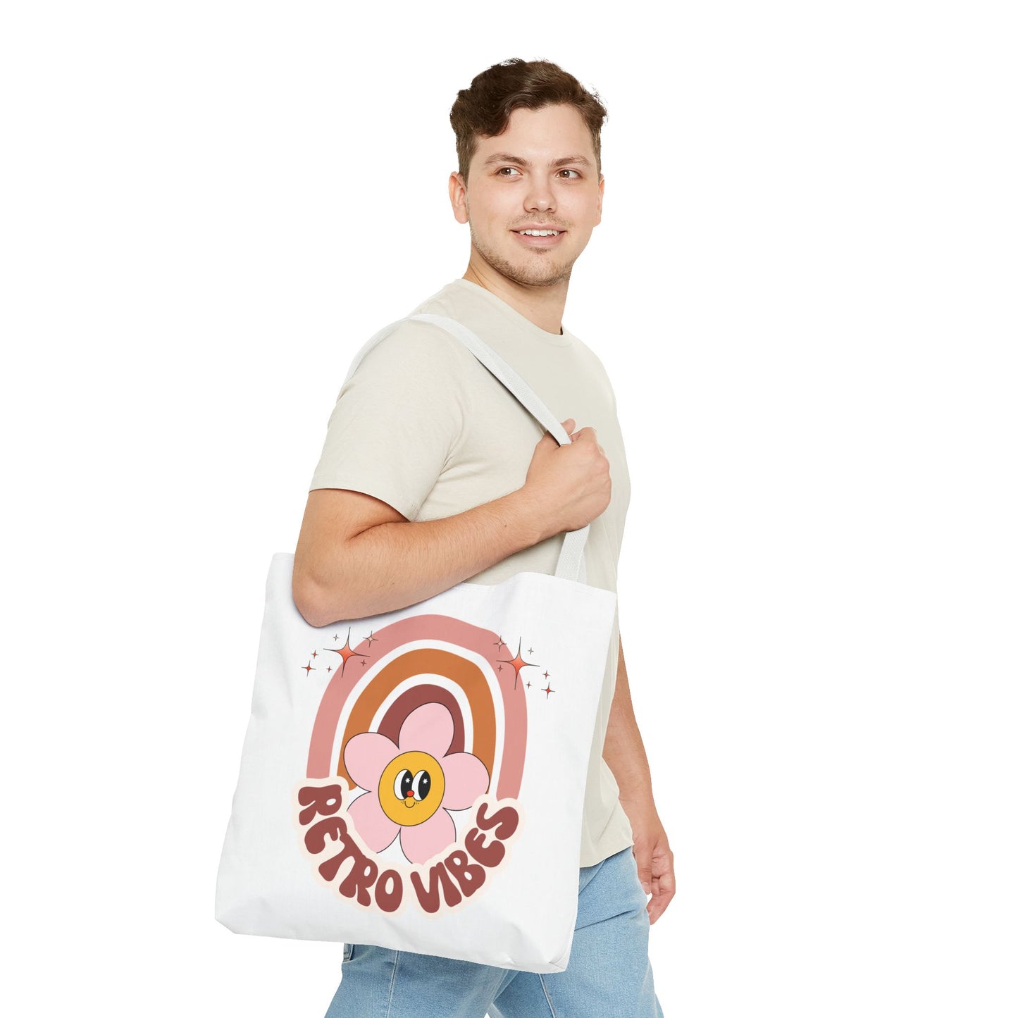 Retro Vibes Tote Bag – Boho Floral Summer Accessory