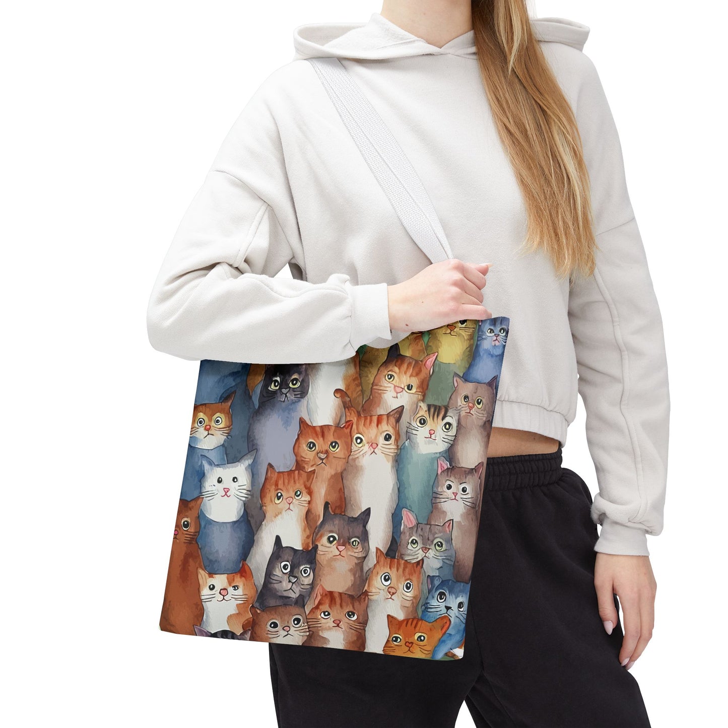 Cat Lovers Tote Bag – All-Over Print with Cute Cat Art, Unique Pet Lover Gift, Stylish Eco-Friendly Shopping Bag