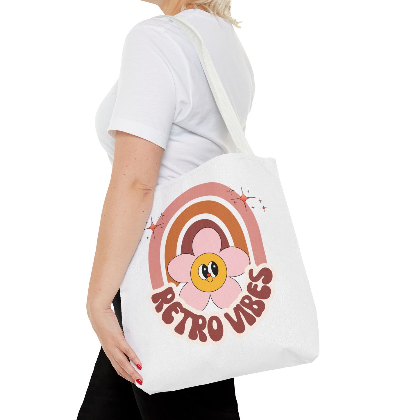 Retro Vibes Tote Bag – Boho Floral Summer Accessory