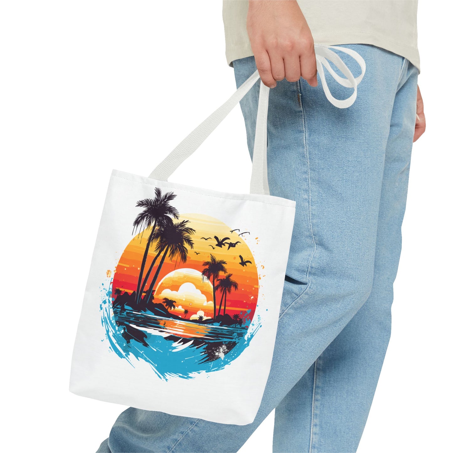 Tropical Sunset Turtle Tote Bag – Eco-Friendly Beach Bag, Stylish Summer Carryall, Perfect Gift for Ocean & Sea Lovers