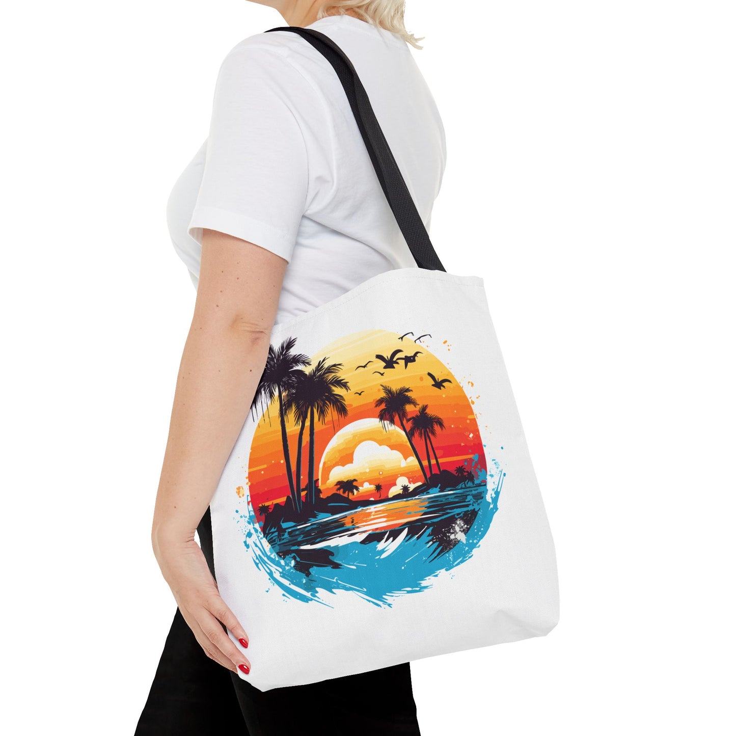 Tropical Sunset Turtle Tote Bag – Eco-Friendly Beach Bag, Stylish Summer Carryall, Perfect Gift for Ocean & Sea Lovers