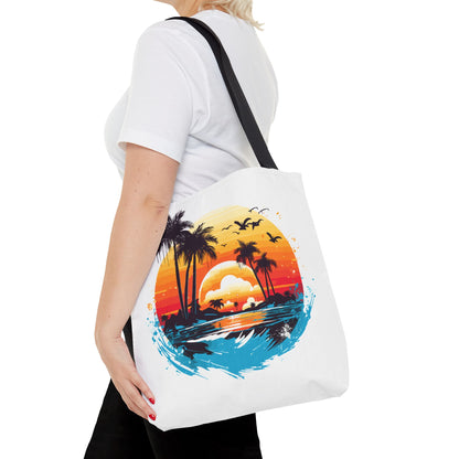 Tropical Sunset Turtle Tote Bag – Eco-Friendly Beach Bag, Stylish Summer Carryall, Perfect Gift for Ocean & Sea Lovers