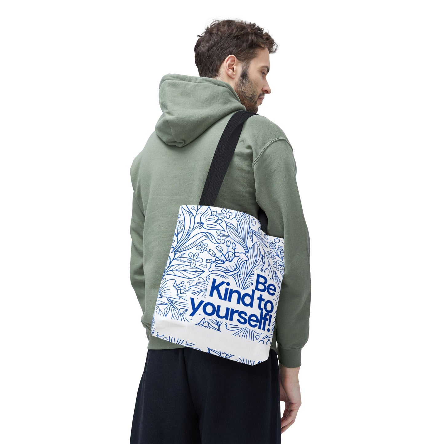 Inspirational Tote Bag – “Be Kind to Yourself” Floral Eco Bag