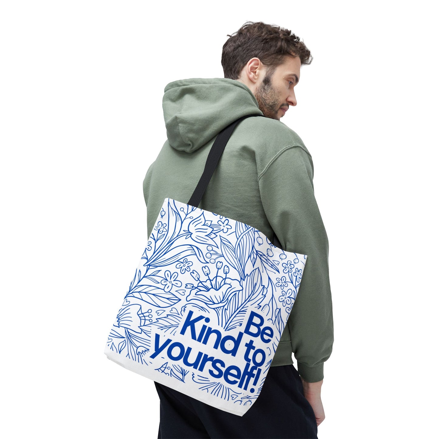 Inspirational Tote Bag – “Be Kind to Yourself” Floral Eco Bag