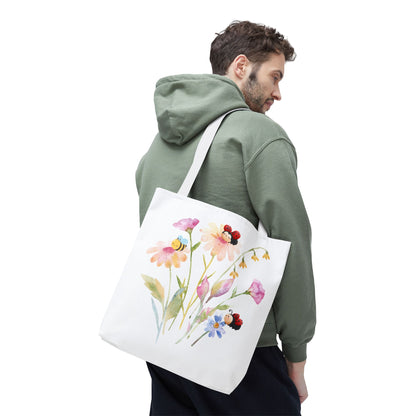 Floral Tote Bag with Bees – Eco-Friendly Reusable Grocery Gift