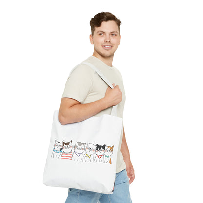 Cat-Themed Tote Bag – Cute Floral Cat Bag, Kawaii Gift for Cat Lovers, Eco-Friendly Canvas Shopping Bag