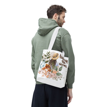 Floral Motivational Tote Bag – Born to Win, Eco-Friendly Gift