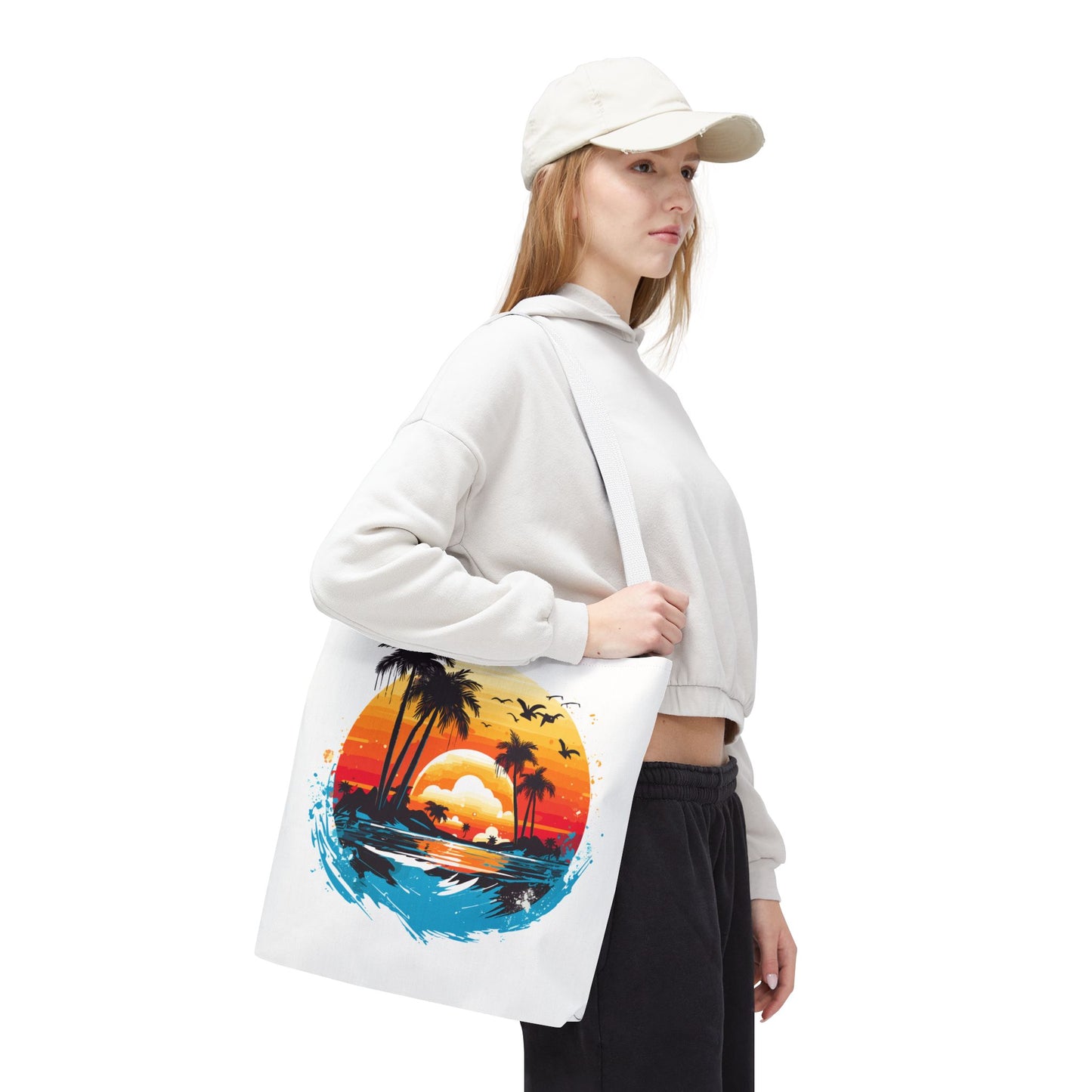 Tropical Sunset Turtle Tote Bag – Eco-Friendly Beach Bag, Stylish Summer Carryall, Perfect Gift for Ocean & Sea Lovers