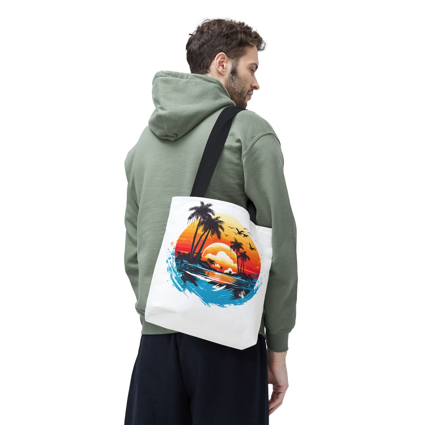 Tropical Sunset Turtle Tote Bag – Eco-Friendly Beach Bag, Stylish Summer Carryall, Perfect Gift for Ocean & Sea Lovers
