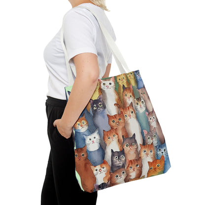 Cat Lovers Tote Bag – All-Over Print with Cute Cat Art, Unique Pet Lover Gift, Stylish Eco-Friendly Shopping Bag