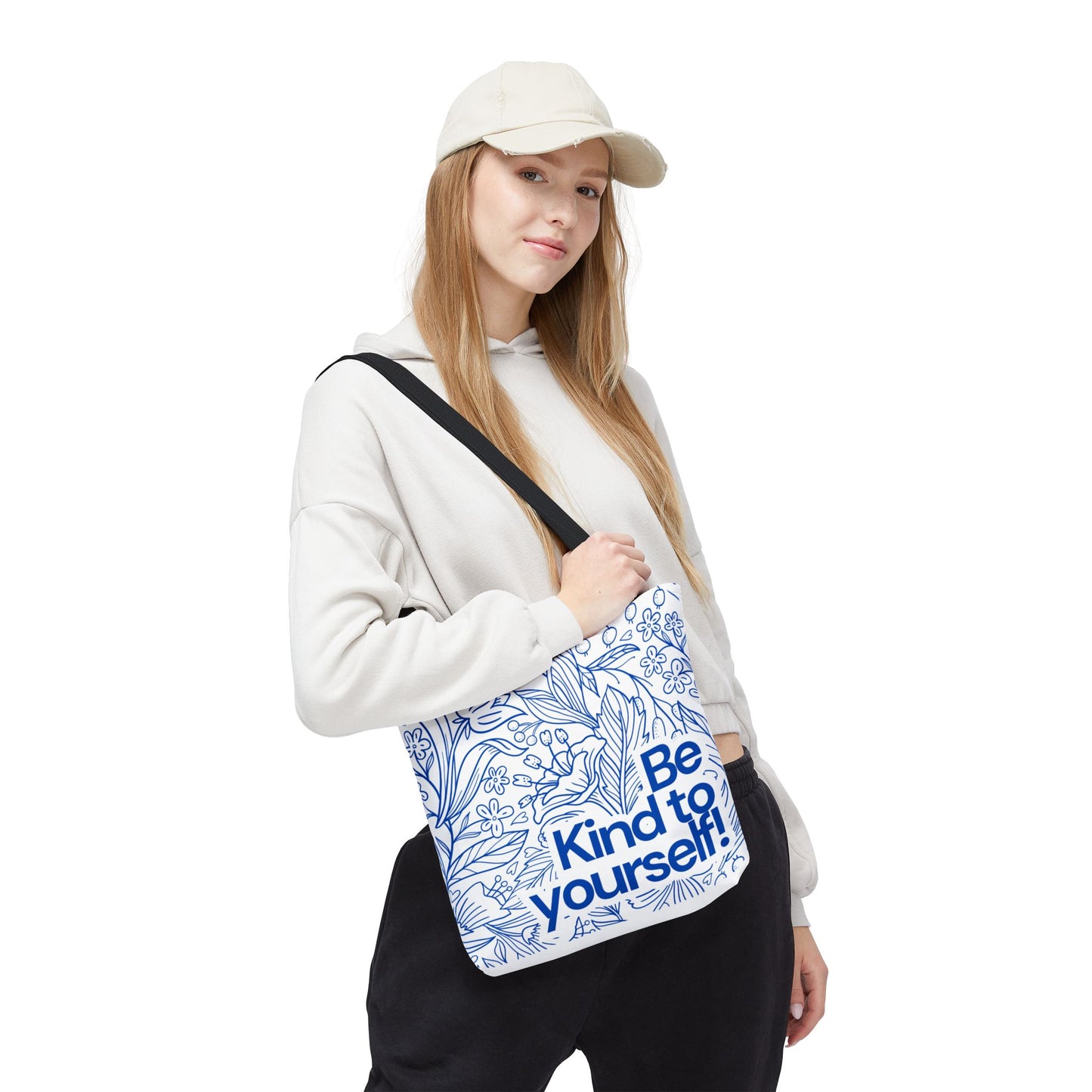 Inspirational Tote Bag – “Be Kind to Yourself” Floral Eco Bag