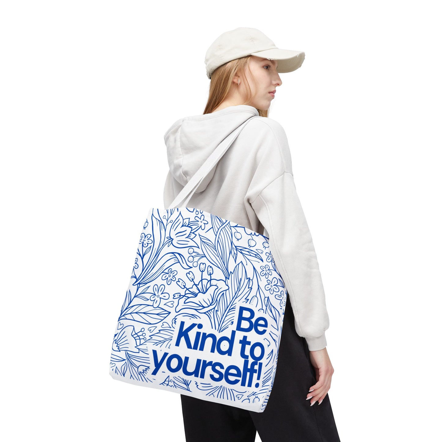 Inspirational Tote Bag – “Be Kind to Yourself” Floral Eco Bag