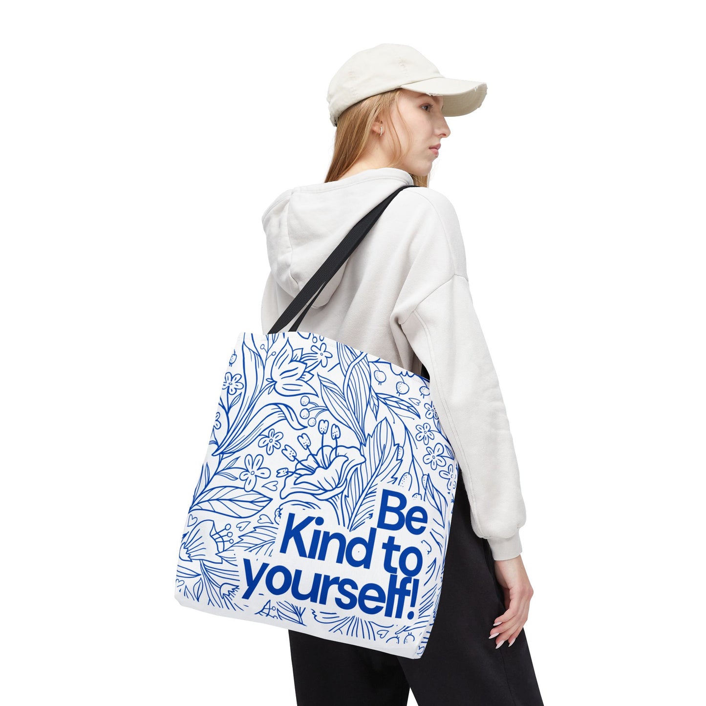 Inspirational Tote Bag – “Be Kind to Yourself” Floral Eco Bag