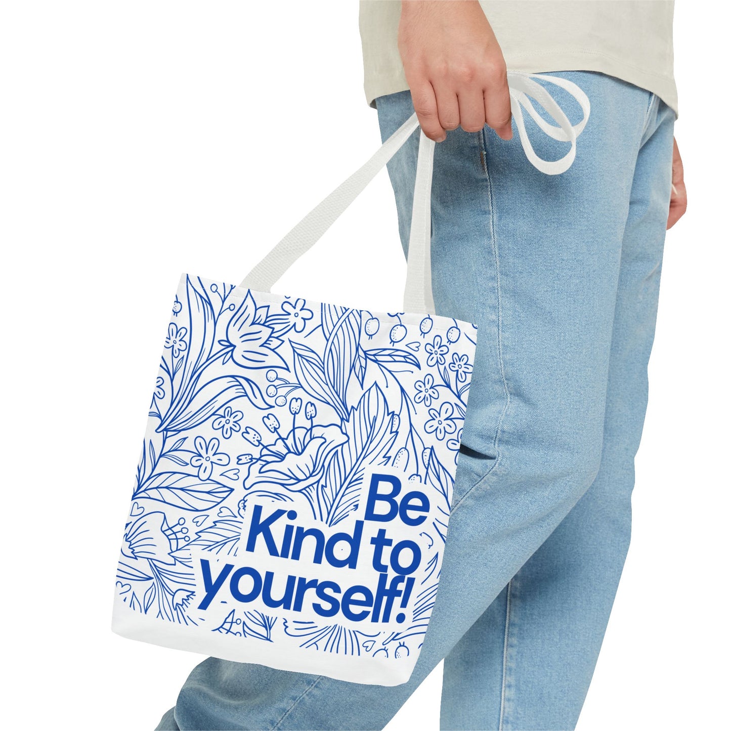 Inspirational Tote Bag – “Be Kind to Yourself” Floral Eco Bag