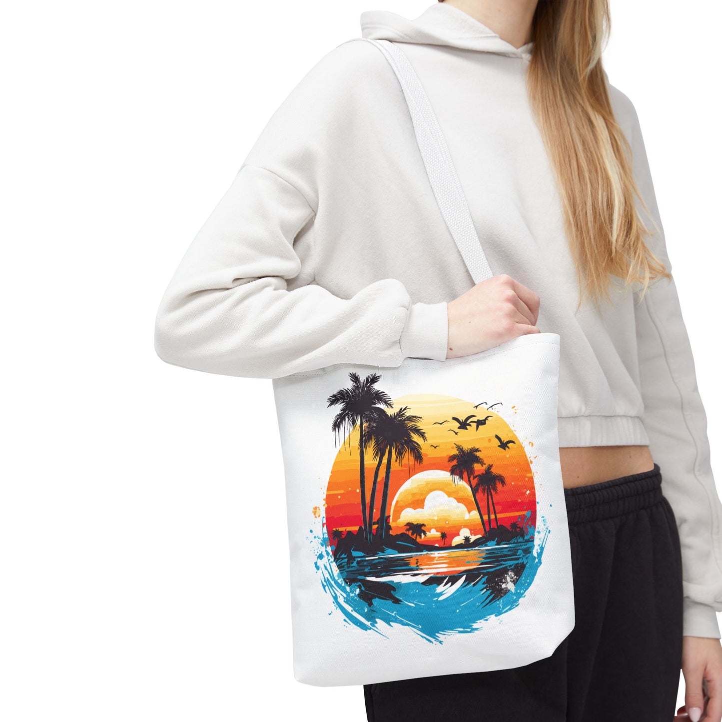 Tropical Sunset Turtle Tote Bag – Eco-Friendly Beach Bag, Stylish Summer Carryall, Perfect Gift for Ocean & Sea Lovers