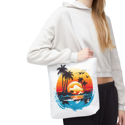 Tropical Sunset Turtle Tote Bag – Eco-Friendly Beach Bag, Stylish Summer Carryall, Perfect Gift for Ocean & Sea Lovers