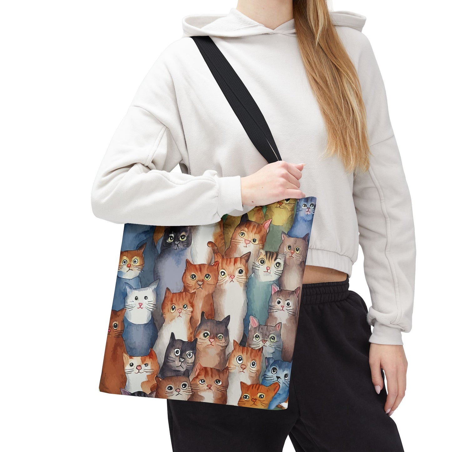 Cat Lovers Tote Bag – All-Over Print with Cute Cat Art, Unique Pet Lover Gift, Stylish Eco-Friendly Shopping Bag