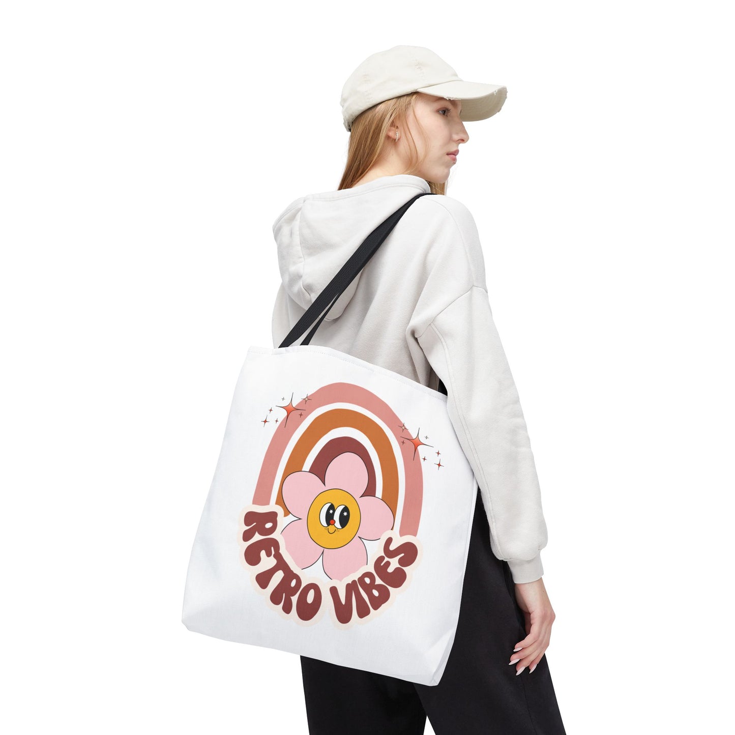 Retro Vibes Tote Bag – Boho Floral Summer Accessory