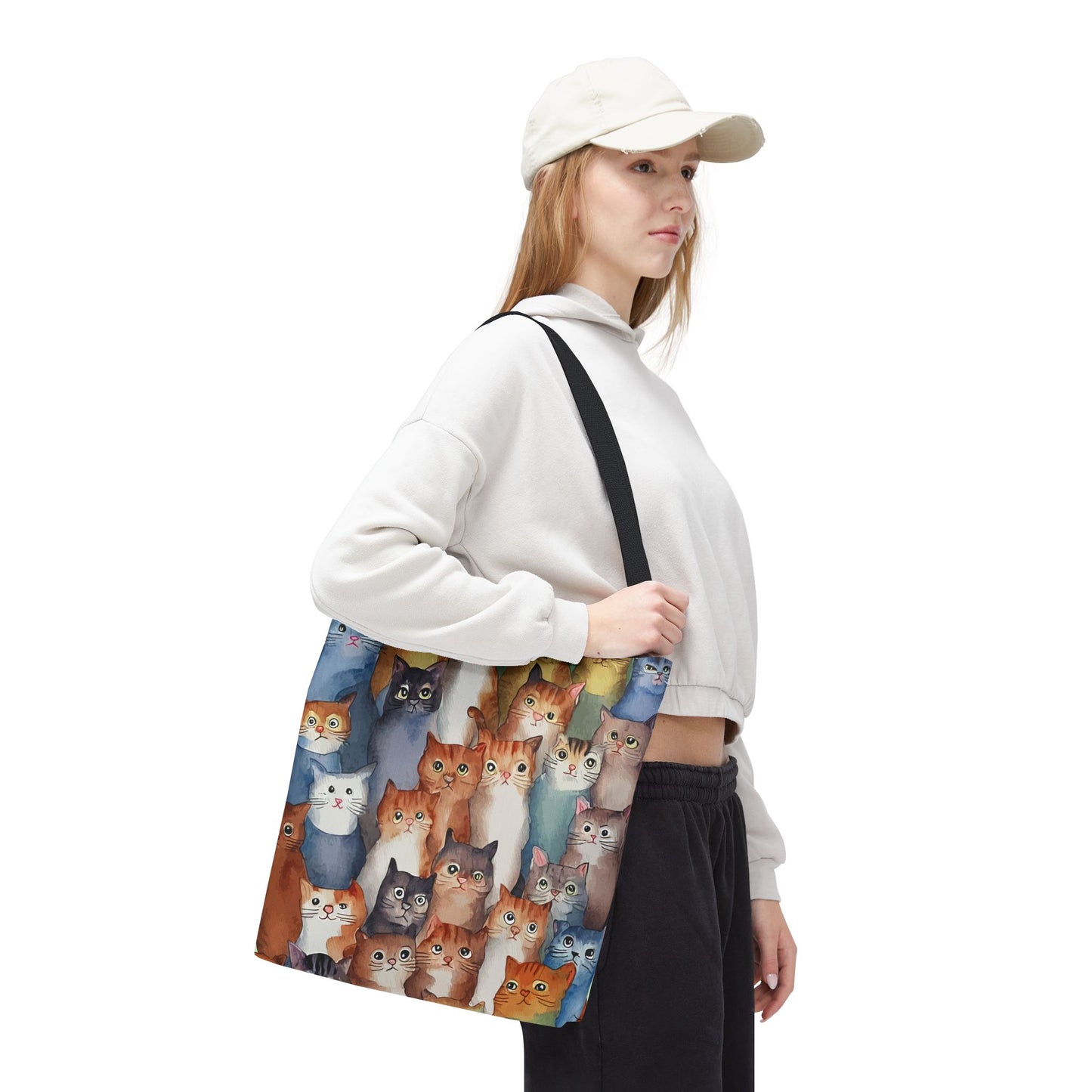 Cat Lovers Tote Bag – All-Over Print with Cute Cat Art, Unique Pet Lover Gift, Stylish Eco-Friendly Shopping Bag