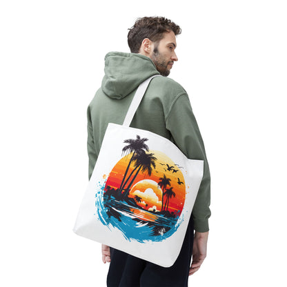 Tropical Sunset Turtle Tote Bag – Eco-Friendly Beach Bag, Stylish Summer Carryall, Perfect Gift for Ocean & Sea Lovers