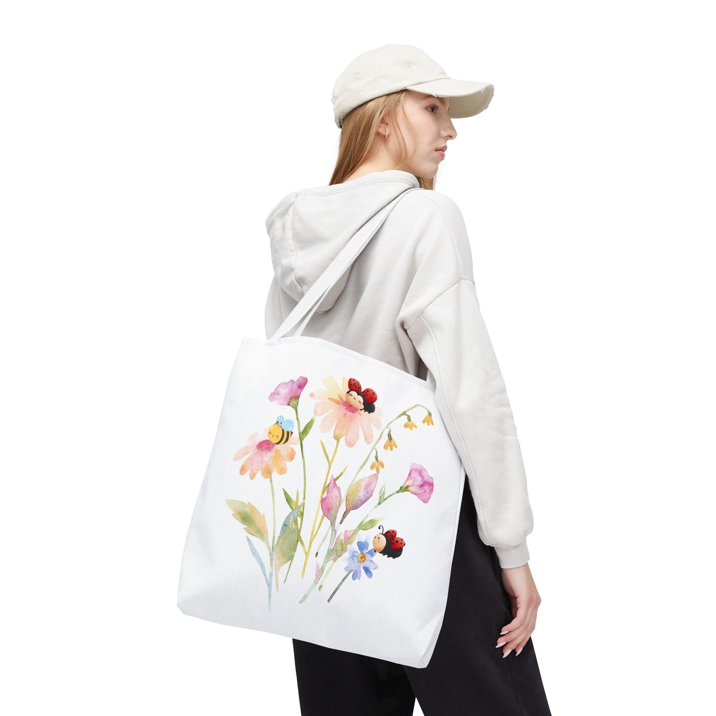 Floral Tote Bag with Bees – Eco-Friendly Reusable Grocery Gift