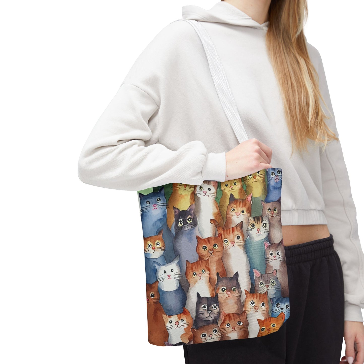 Cat Lovers Tote Bag – All-Over Print with Cute Cat Art, Unique Pet Lover Gift, Stylish Eco-Friendly Shopping Bag